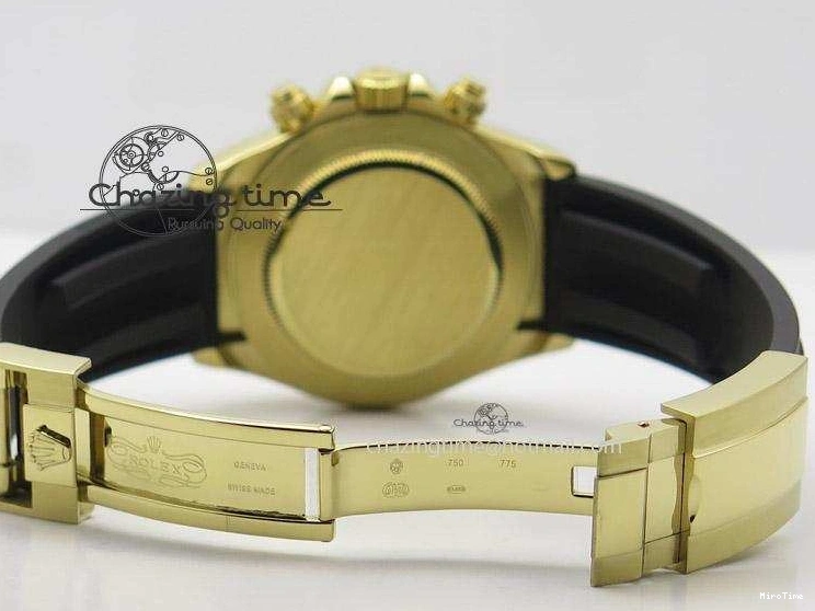 MiroTime 0403 Stylish Daytona YG BP Maker Gold Dial Sticks Markers On Rubber Strap A7750@ 4012